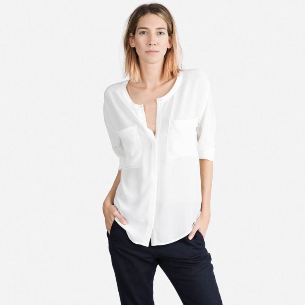 Everlane Long-sleeved Silk Shirt with Pockets